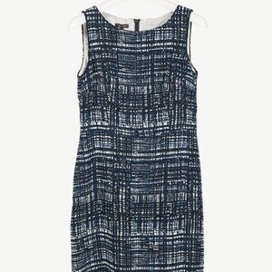 Escada Divatu "Open Miscellaneous" Navy Plaid Crepe Mini Dress